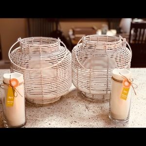 Pier one.. 2 bambooLanterns two candles two vases